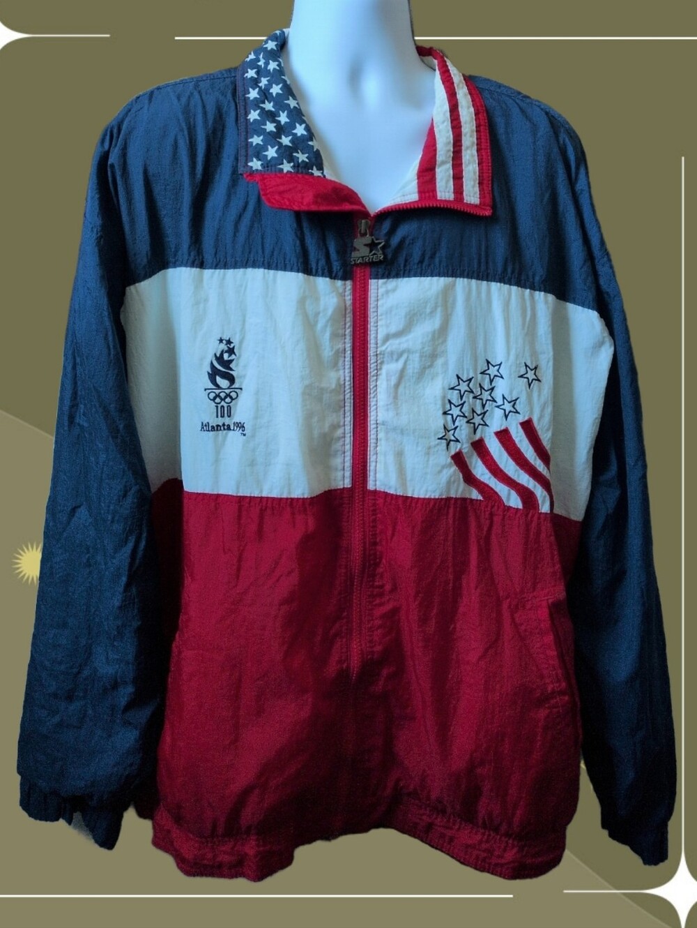✨ Vintage Starter Atlanta 1996 Olympics Track Jacket Windbreaker Size XXL